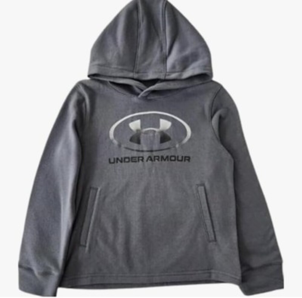 Under Armour Boys Hoodie Size 4 Fleece Pullover Graphic Printed Logo Sweatshirt